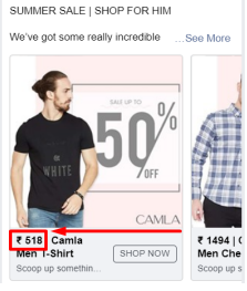 Display price on ad